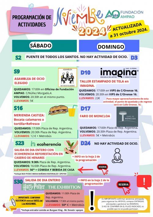 Pincha aquí para abrir la programación de actividades de OCIO del mes de NOVIEMBRE 2024