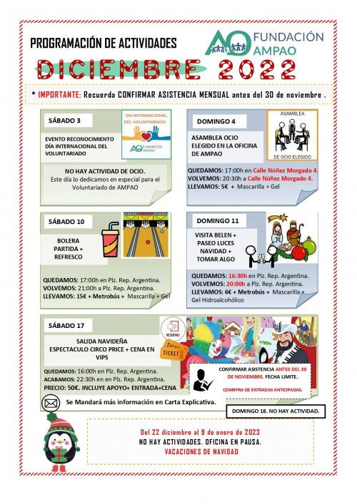 PROGRAMACIÓN DICIEMBRE 2022