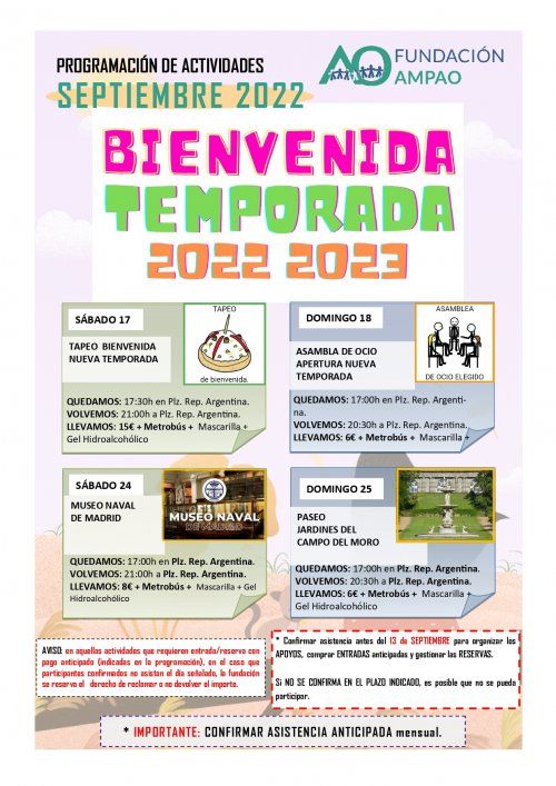 PROGRAMACIÓN SEPTIEMBRE 2022