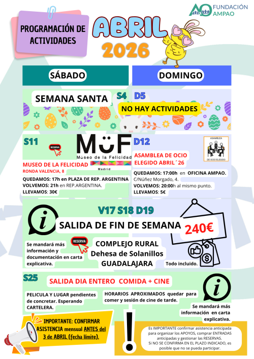 PROGRAMACIÓN OCIO ABRIL 2026