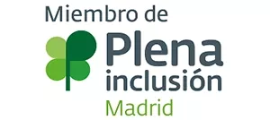 Imagen que destaca la afiliación de Fundación AMPAO a Plena Inclusión Madrid, una red que apoya la discapacidad intelectual