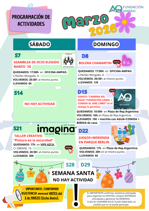 PROGRAMACIÓN OCIO MARZO 2026
