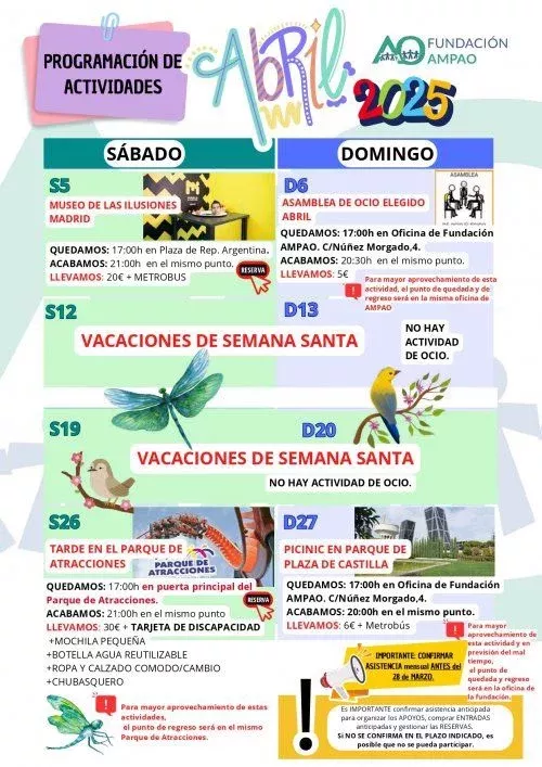 Propuestas y acciones impulsadas por la fundación en abril