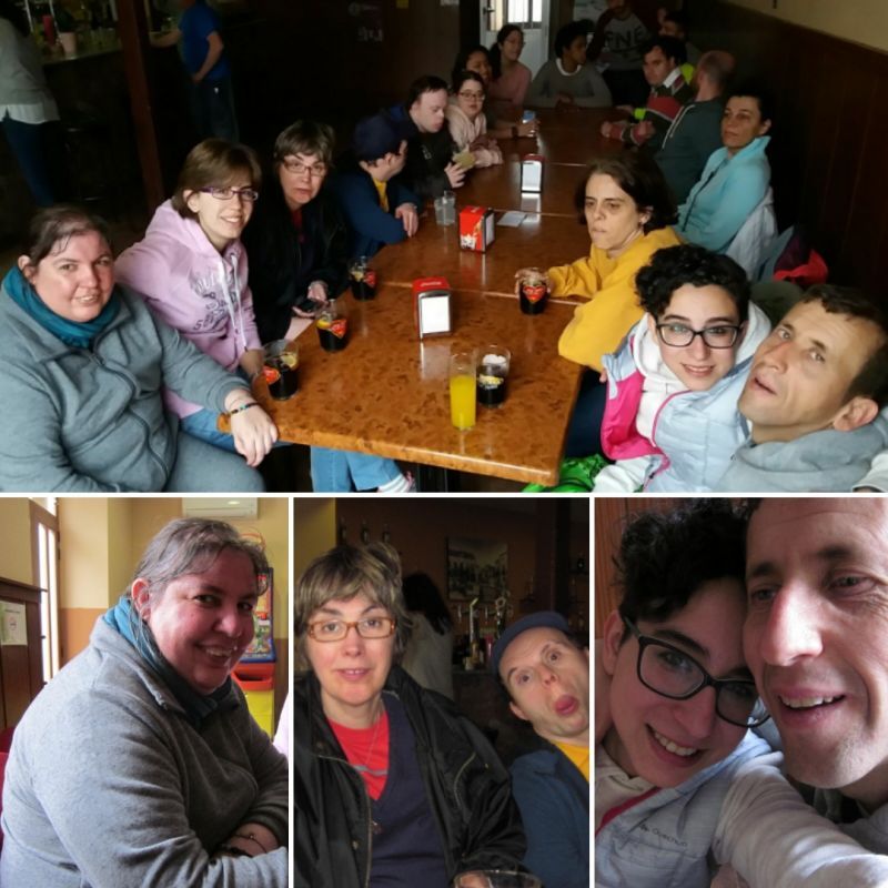 Grupo caminando por caminos rurales de la zona