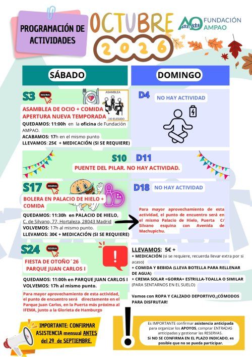 programación de actividades de ocio