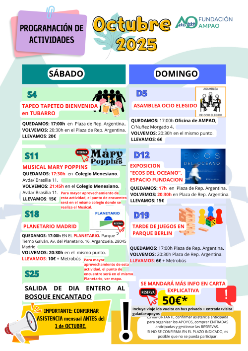 programación de actividades de ocio