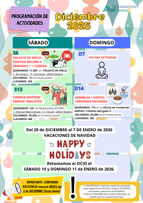 PROGRAMACIÓN OCIO DICIEMBRE 2025