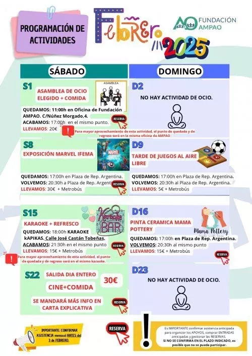 Actividades organizadas por AMPAO durante el mes de febrero
